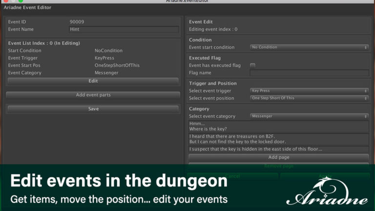 Edit events in the dungeon